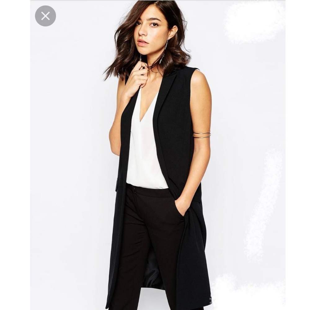 Long sleeveless belted vest  NOT, size US S, dark Blue color